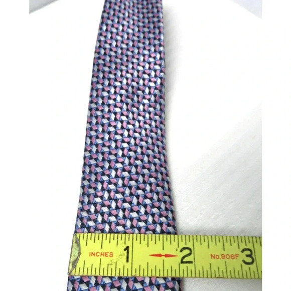 MICHAEL KORS Men's Silk Blend Necktie Designer 3D Blue Pink Black White Print - Picture 4 of 7